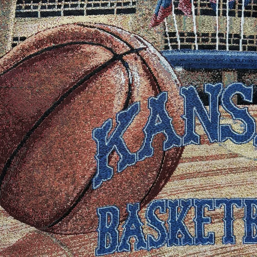 Vintage Kansas Jayhawks Basketball Allen Fieldhouse Tapestry Blanket Throw Fring